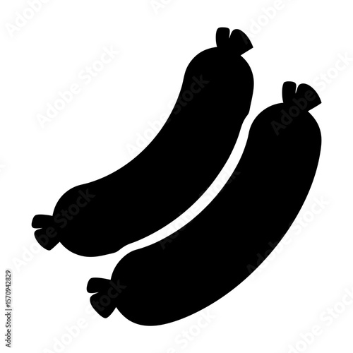 Silhouette of two sausages on a white background representing meat products