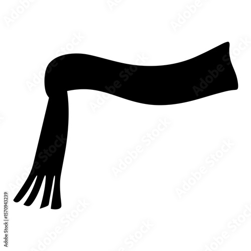 Black silhouette of a winter scarf waving around and keeping warm