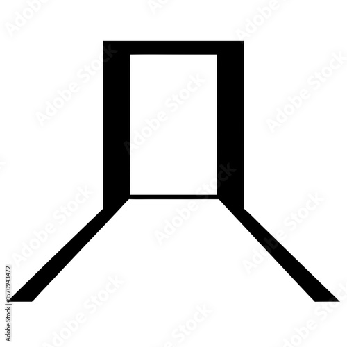 Abstract geometric doorway receding into the distance with bold black outlines