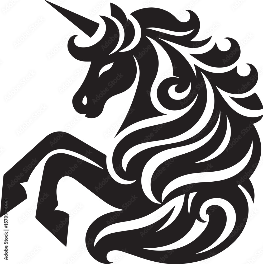 Obraz premium Unicorn horses black vector