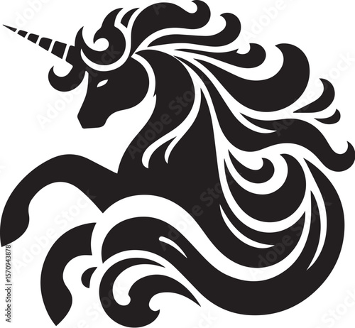 Unicorn horses black vector