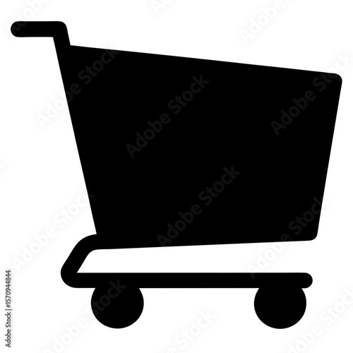 Stylized black and white shopping cart icon for e commerce websites