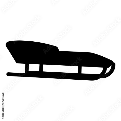 Black silhouette of a classic sled, ready for winter fun and adventures