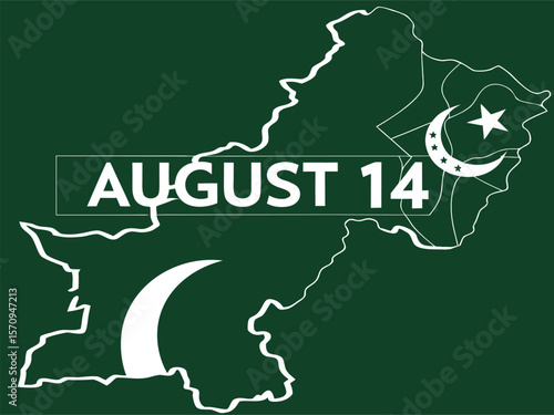 Pakistan Independence Day Celebration 14 August Poster, card, banner, template, Pakistan national holiday august 14th. Independence day card, created