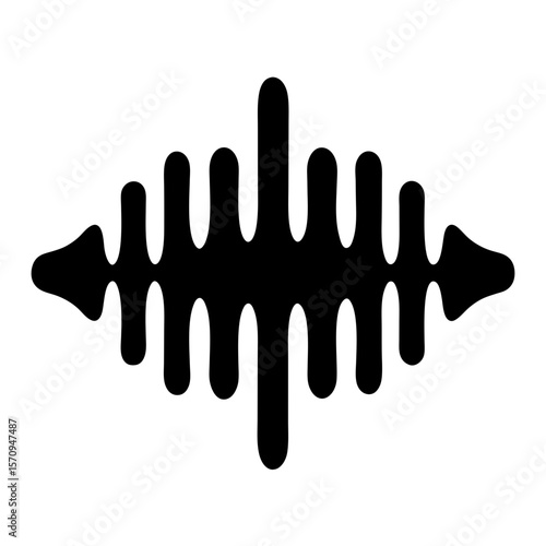 Abstract graphic representation of audio frequency or sound waves in black