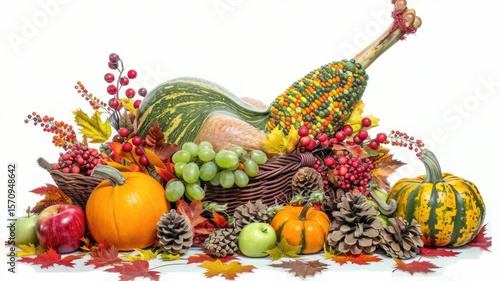 A colorful basket filled with various fruits and vegetables