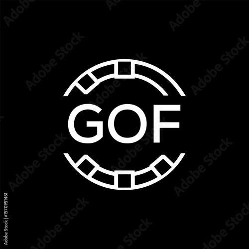 Fotografie GOF Creative Letter mark Badge Logo Design, GOF Later Logo, Geometric Monogram Logo on Black Background, GOF  Later Logo, Contemporary Minimal Logo for Business Identity