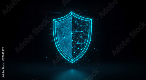 Wallpaper Mural Digital shield icon with polygon line connections. Cyber security and data protection concept. Innovative technology for internet safety. Torontodigital.ca