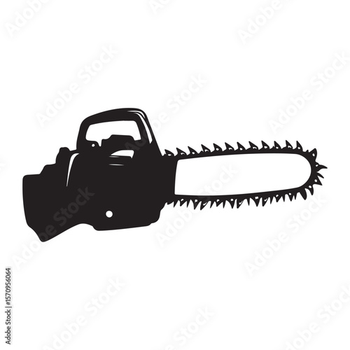 Chainsaw vector illustration, Chainsaw silhouette or line art vector icon with transparent background 
