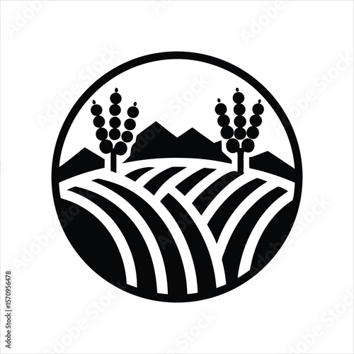  Winery Field Icon Black Silhouette