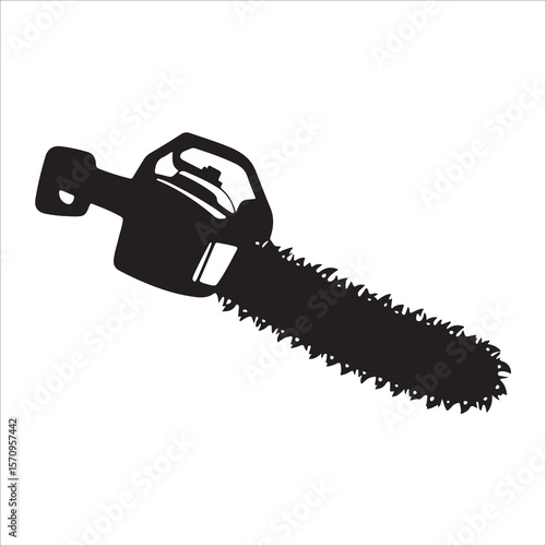 Chainsaw vector illustration, Chainsaw silhouette or line art vector icon with transparent background 