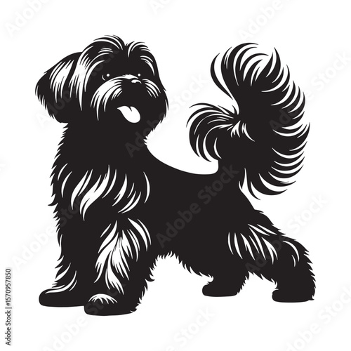 Adorable Maltese black vector graphic, reflecting its sweet and affectionate temperament - Maltese silhouette - Maltese Vector - Silhouette of Maltese - dog silhouette

