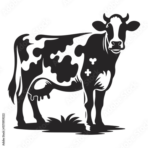 Cow black silhouette vector isolated on white background, ai generated	
