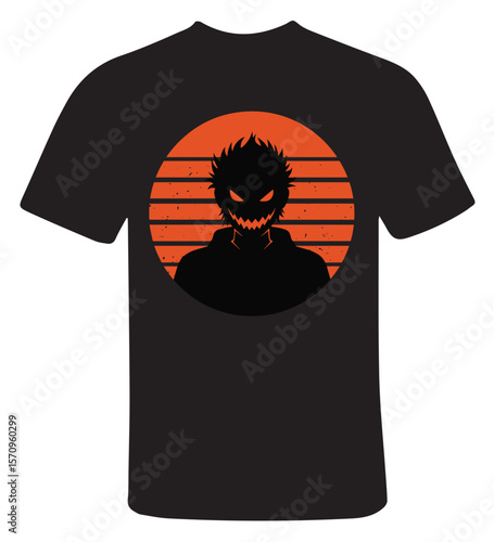 Horror Face Halloween Sunset T-Shirt Design