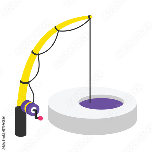 Ice Fishing Vector style icon. Eps 10 file