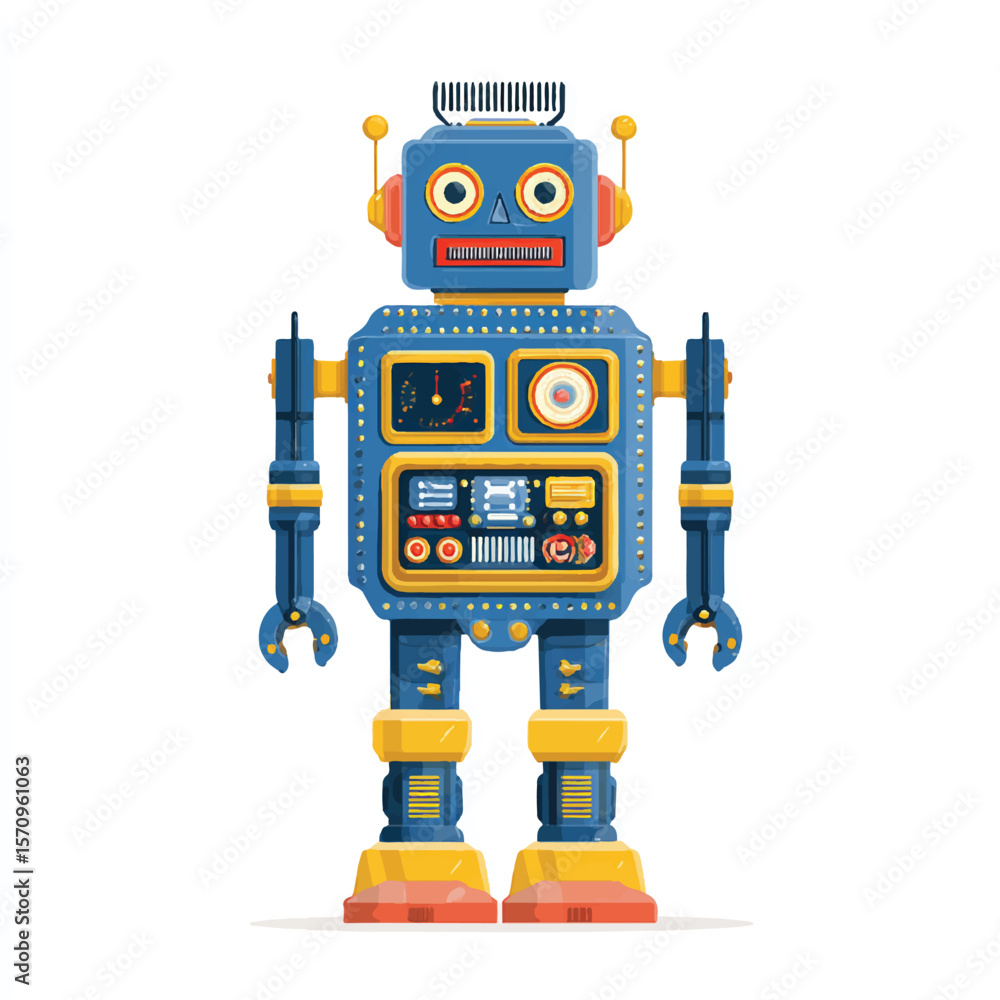 Fototapeta premium robot isolated in White Background, robot vector, Flat lay vector illustration