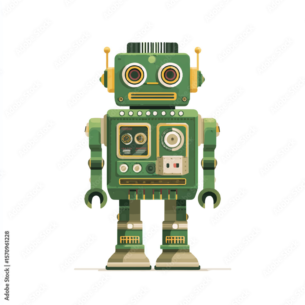 Fototapeta premium robot isolated in White Background, robot vector, Flat lay vector illustration