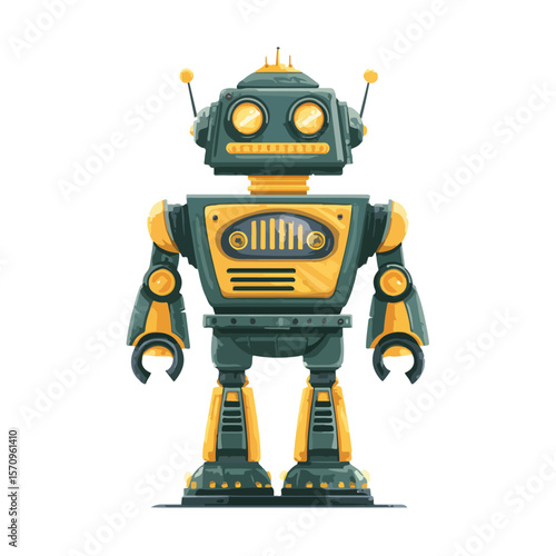 robot isolated in White Background, robot vector, Flat lay vector illustration