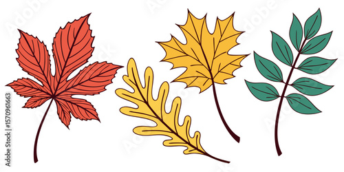 set of autumn leaves