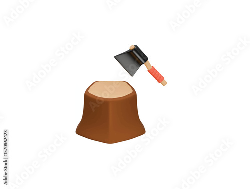 deforestation illegal logging icon 3d illustration render