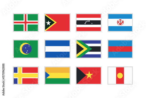 Free Download Collection of twelve national flags displayed in a grid against a black background - GFXLoad