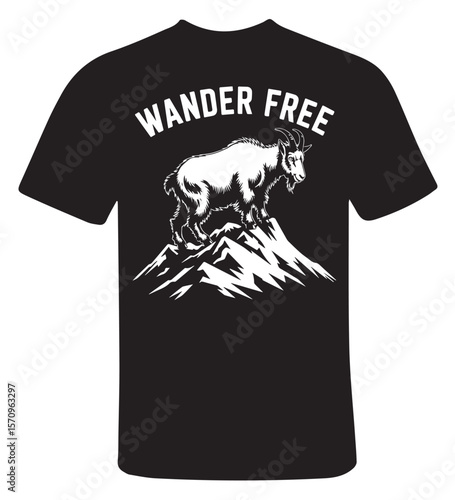 Wander Free Mountain Goat T-Shirt Design
