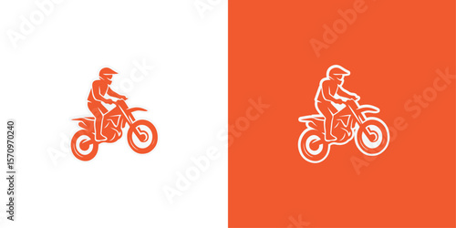 Motocross rider silhouette vector logo in mid-jump action pose, generative ai