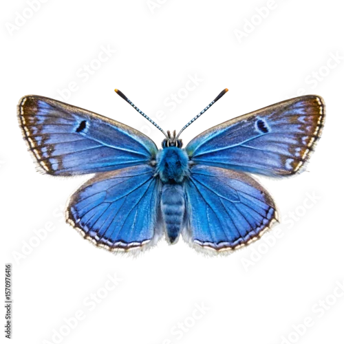 Fototapeta Beautiful Adonis Blue Butterfly Isolated on Black Background Close Up
