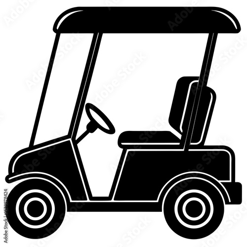 black golf cart silhouette clip art preview