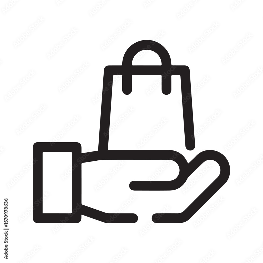 Fototapeta premium Hand Holding Shopping Bag Icon for E-commerce and Retail Services