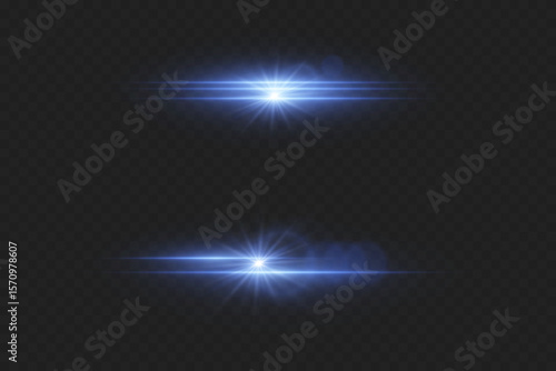 Set of lighting effects, star and light flash. On a transparent background.