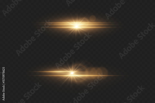 Set of lighting effects, star and light flash. On a transparent background.