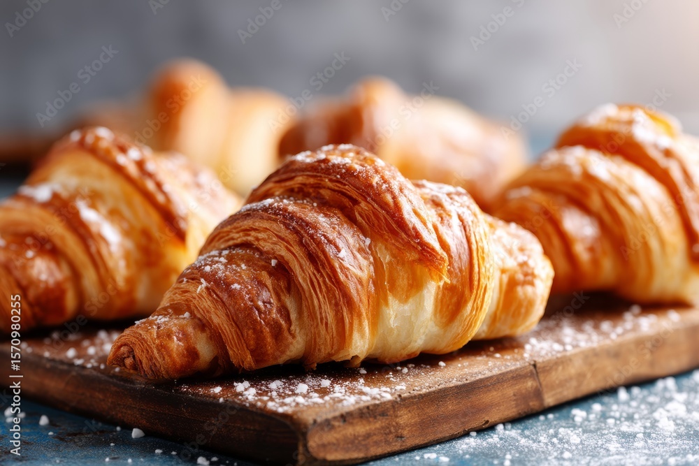Classic french croissants on wooden board. Classic french croissants on wooden board.