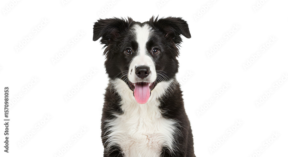 Fototapeta premium Happy Dog Smiling Portrait Isolated on White Background