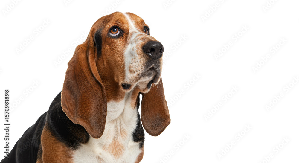 Dog looking up attentively on a white background Dog looking up attentively on a white background