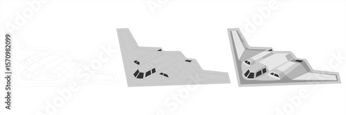 3D Angled Vector of B2 Stealth Bomber – Isometric Military Aircraft Illustration, Perspective View of B2 Spirit Stealth Aircraft. Military Vector Design