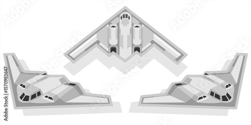 3D Angled Vector of B2 Stealth Bomber – Isometric Military Aircraft Illustration, Perspective View of B2 Spirit Stealth Aircraft. Military Vector Design