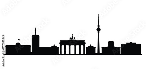 Berlin skyline silhouette featuring brandenburg gate and television tower