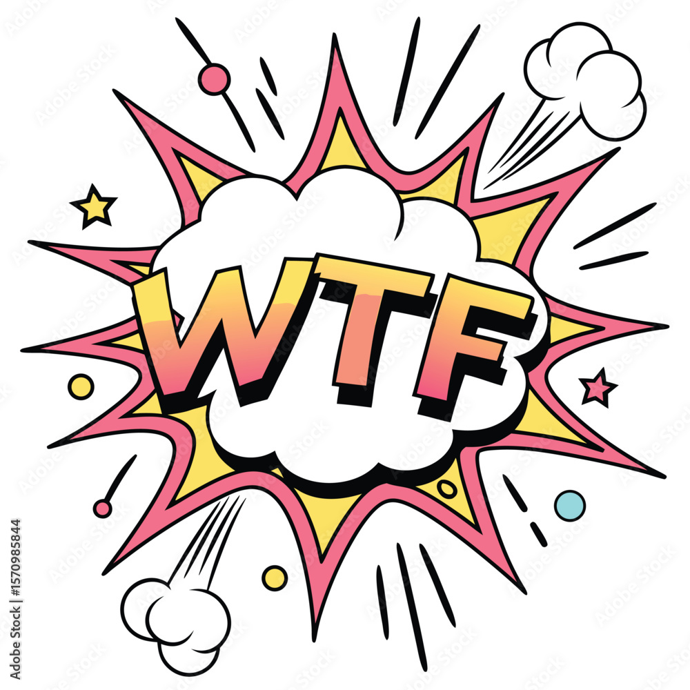 Fototapeta premium Colorful comic speech bubble wtf