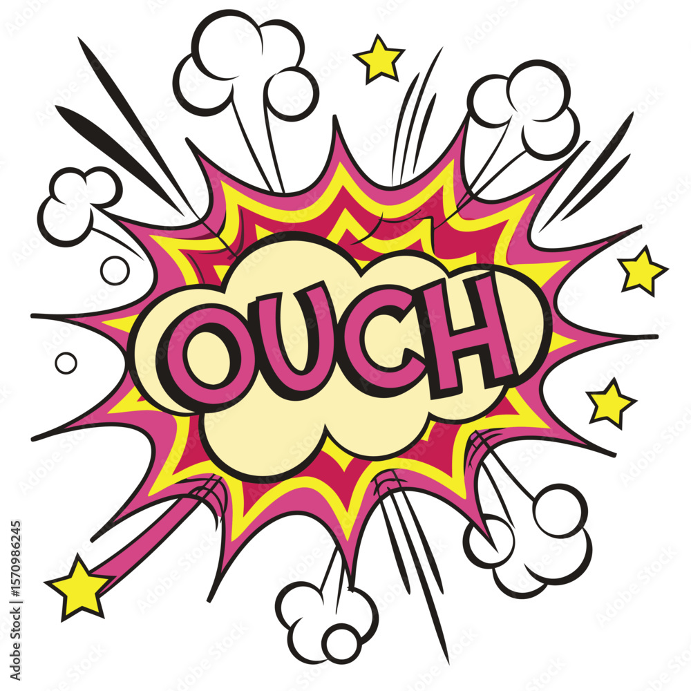 Colorful ouch comic book graphic Colorful ouch comic book graphic