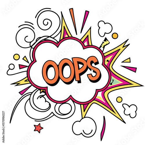 Colorful oops comic bubble illustration