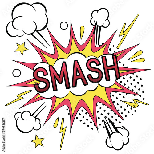 Colorful smash comic book graphic