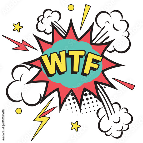 Colorful wtf comic book speech bubble