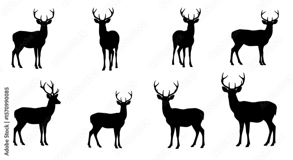 Fototapeta premium set of deer silhouettes