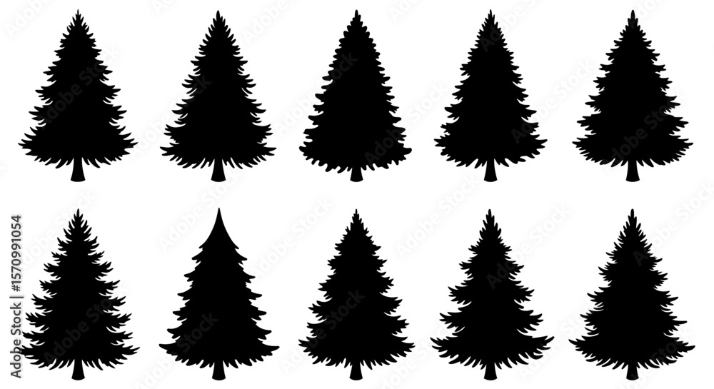 Obraz premium christmas trees set