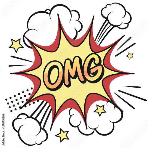 Comic book style omg speech bubble graphic design