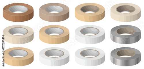 Assortment of Colored Tapes in Isometric View
