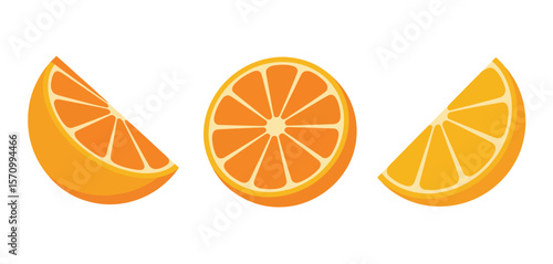  Orange slices flat design illustration