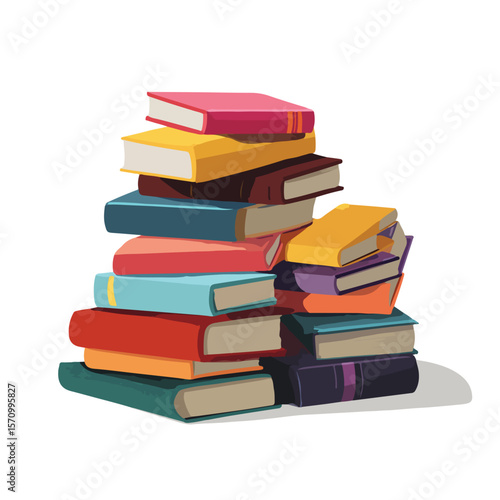 stash of book isolated in White Background, stash of book vector, Flat lay vector illustration