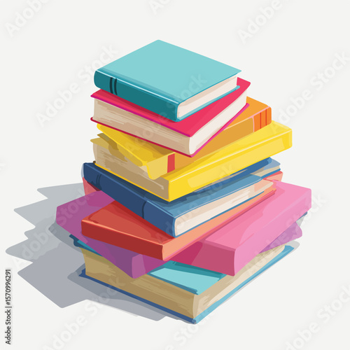 stash of book isolated in White Background, stash of book vector, Flat lay vector illustration